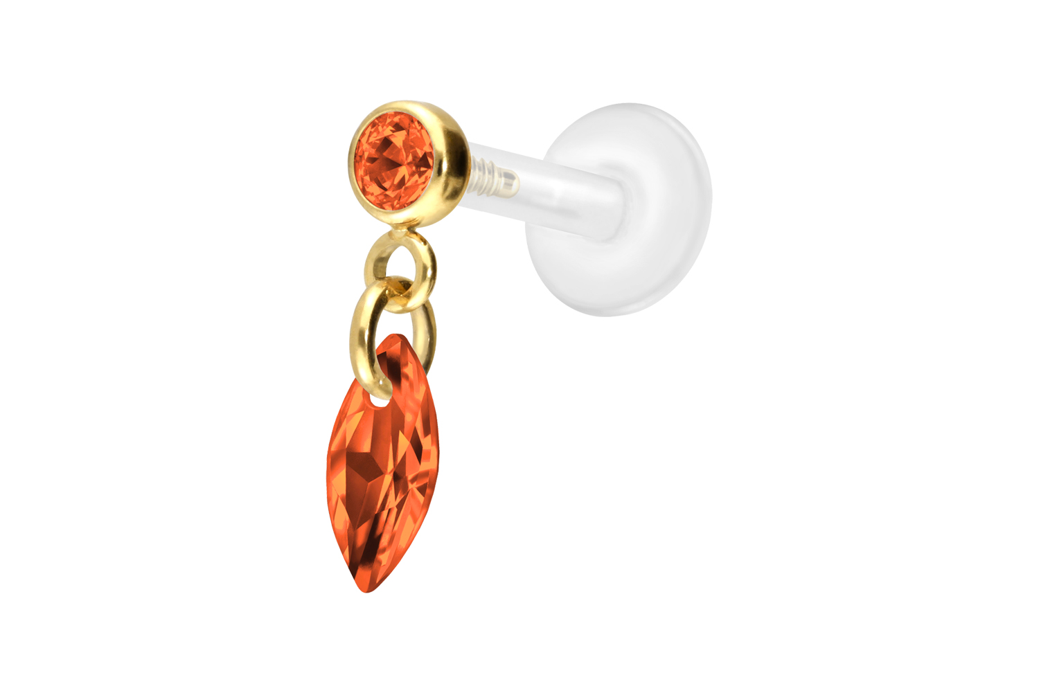 PTFE Labret Piercing mit Innengewinde + Titan-Aufsatz KRISTALLOVAL